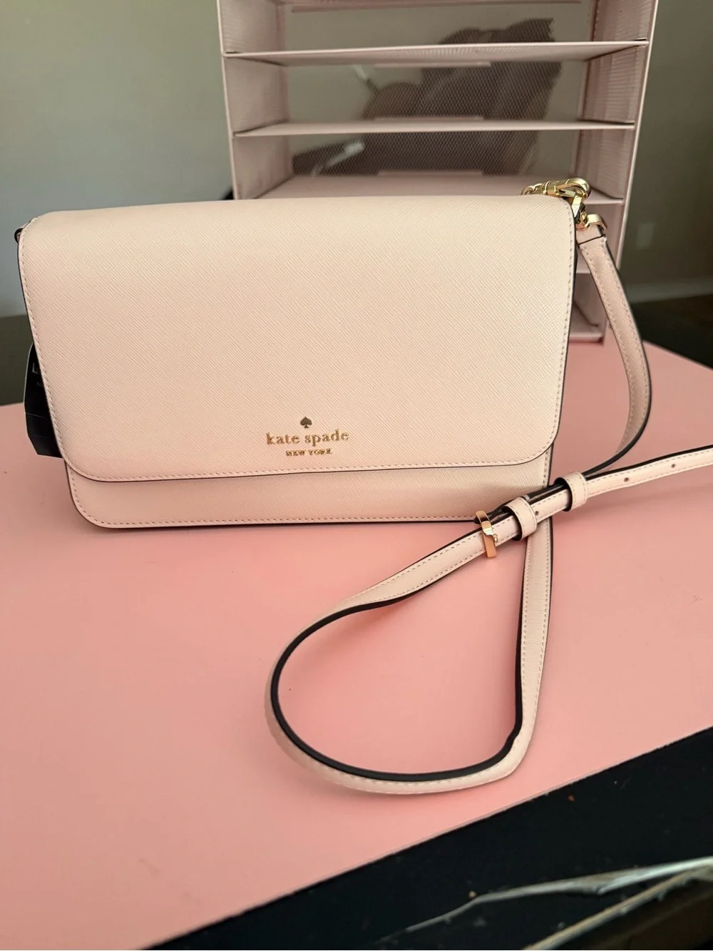 kate spade Blush Pink Leather Crossbody with Gold Chain - Picture 2 of 4